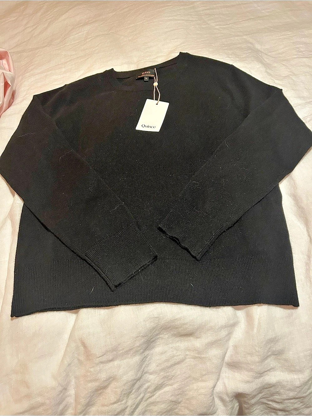 Quince Mongolian Cashmere Crewneck Sweater Black Medium
